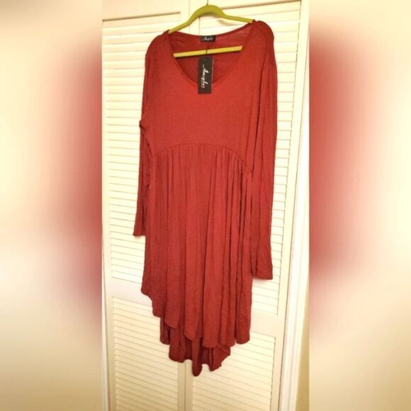 Amzplus high low long sleeves t-shirt dress 5x - Picture 1 of 4